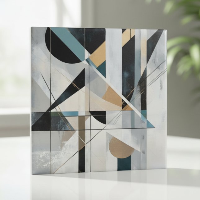 Abstraktes geometrisches Gold-Teal-Muster im Stil  Fliese (Von Creator hochgeladen)