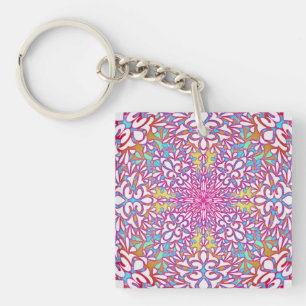 Abstraktes geometrisches Kaleidoskop-Design Schlüsselanhänger