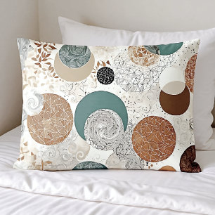 Abstraktes geometrisches Kreis-Muster neutral Boho Kissenbezug