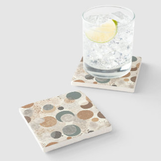 Abstraktes geometrisches Kreis-Muster neutral Boho Steinuntersetzer