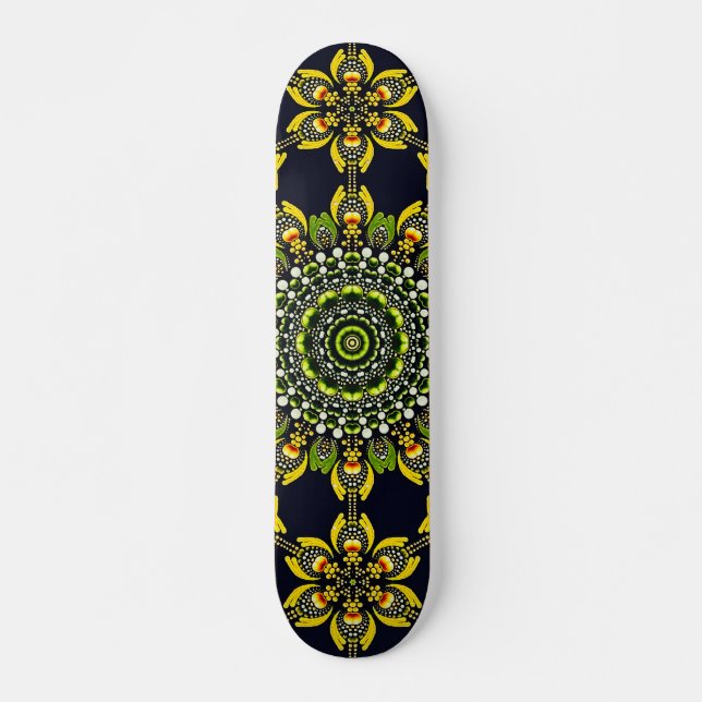 Abstraktes geometrisches Mandala-Kunst-Design Skateboard (Vorne)