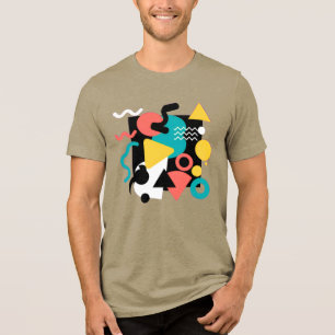 Abstraktes geometrisches Memphis-Stil 80er Retro-M Tri-Blend Shirt