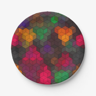 Abstraktes geometrisches, modernes Hexagon formt M Pappteller