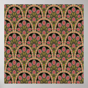 abstraktes geometrisches Mogul-Motiv-Blumenmuster Poster