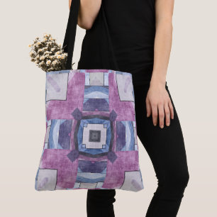 Abstraktes geometrisches Mosaik Lila, Blau und Gra