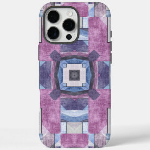 Abstraktes geometrisches Mosaik Lila, Blau und Gra iPhone 16 Pro Max Hülle