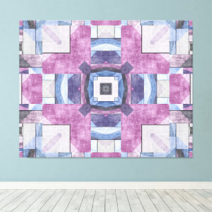 Abstraktes geometrisches Mosaik Lila, Blau und Gra Leinwanddruck