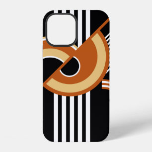 Abstraktes geometrisches Muster auf Schwarz. Vinta iPhone 12 Hülle