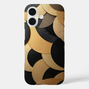 Abstraktes geometrisches Muster aus Gold und Schwa iPhone 16 Hülle