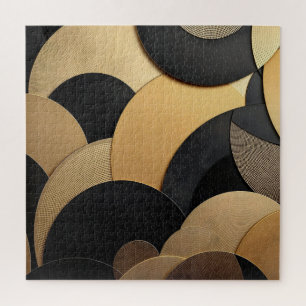 Abstraktes geometrisches Muster aus Gold und Schwa Puzzle