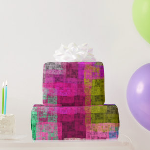 Abstraktes geometrisches Muster, blau, rosa, moder Geschenkpapier