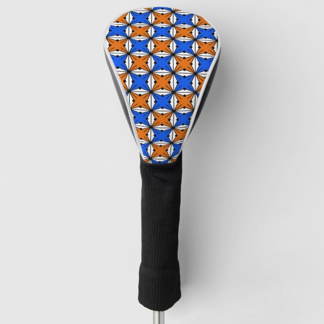 Abstraktes geometrisches Muster - blau und orange. Golf Headcover (Vorderseite)