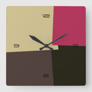 Abstraktes geometrisches Muster der Retro-Farbe #2 Quadratische Wanduhr