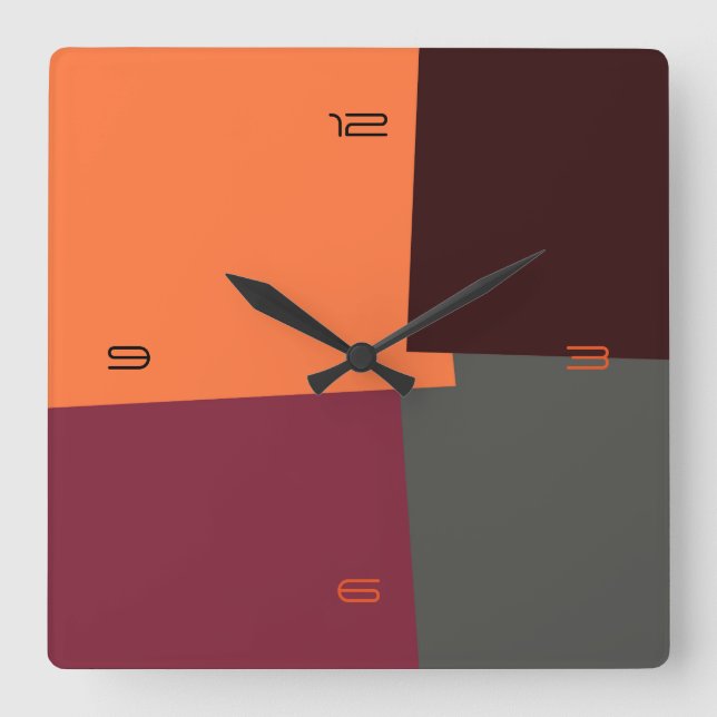 Abstraktes geometrisches Muster der Retro-Farbe #5 Quadratische Wanduhr (Vorderseite)