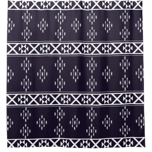 Abstraktes geometrisches Muster Design Blaue Rücks Duschvorhang (Vorderseite)