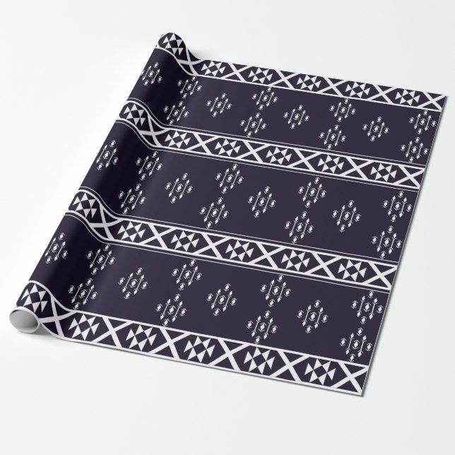 Abstraktes geometrisches Muster Design Blaue Rücks Geschenkpapier (Ungerollt)