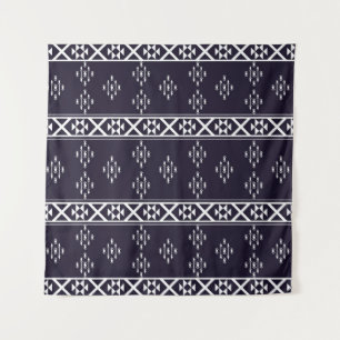 Abstraktes geometrisches Muster Design Blaue Rücks Wandteppich