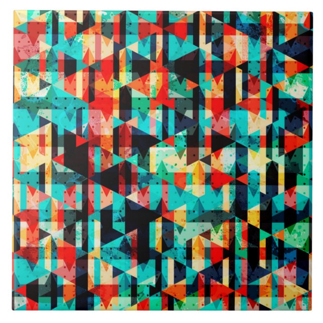Abstraktes geometrisches Muster Fliese (Vorderseite)