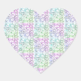 Abstraktes geometrisches Muster | gekocht und gefi Herz-Aufkleber