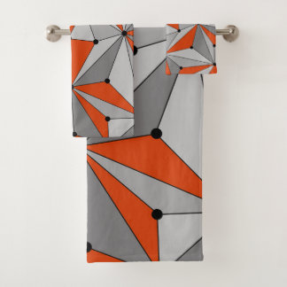 Abstraktes geometrisches Muster - grau und orange. Badhandtuch Set