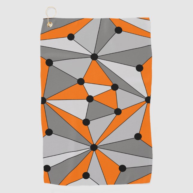 Abstraktes geometrisches Muster - grau und orange. Golfhandtuch (Vorderseite)