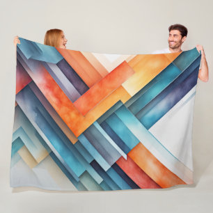 Abstraktes geometrisches Muster in Aquarellfarbe Fleecedecke