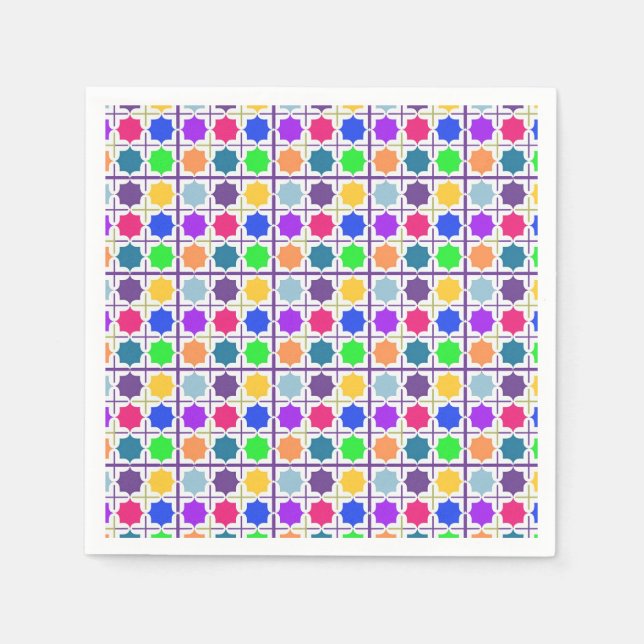 Abstraktes geometrisches Muster in fett gefärbten  Serviette (Vorderseite)