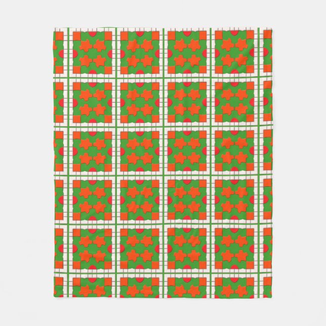 Abstraktes geometrisches Muster in fettfarbigen Fa Fleecedecke (Vorderseite)