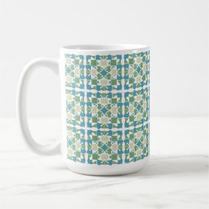 Abstraktes geometrisches Muster in Grün und Blau Kaffeetasse