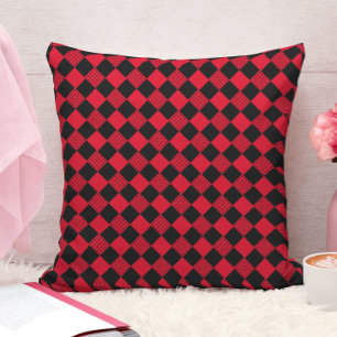 abstraktes geometrisches Muster in Rot und Schwarz Kissen