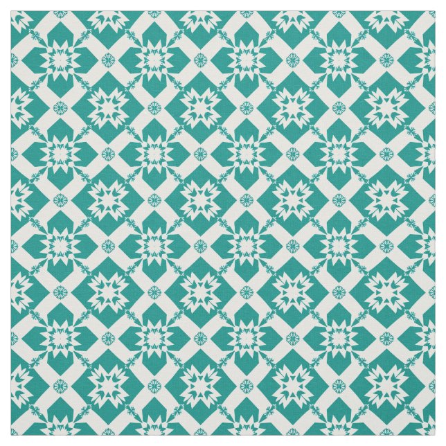 Abstraktes geometrisches Muster in Weiß und Grün Stoff (Muster)