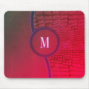 Abstraktes geometrisches Muster Leder dunkelrot Mousepad