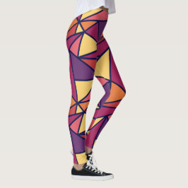 Abstraktes geometrisches Muster, Lila, gelb, orang Leggings