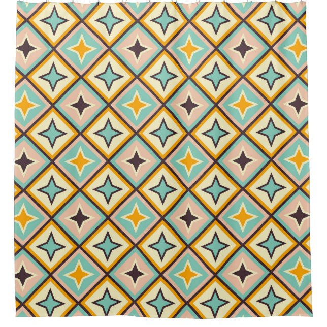 Abstraktes geometrisches Muster mit Diamantformen Duschvorhang (Vorderseite)