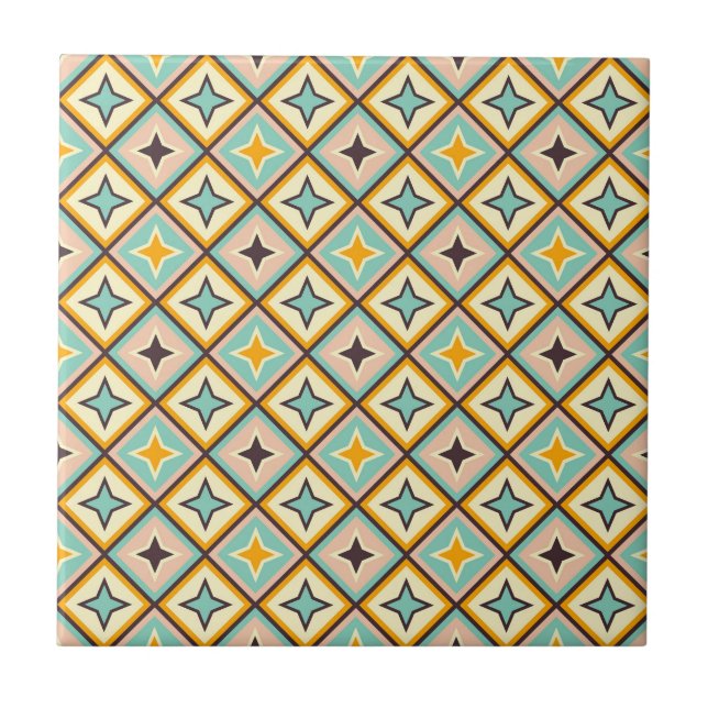 Abstraktes geometrisches Muster mit Diamantformen Fliese (Vorderseite)