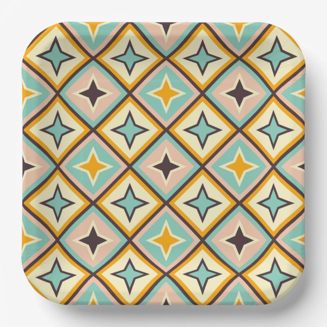 Abstraktes geometrisches Muster mit Diamantformen Pappteller (Vorderseite)