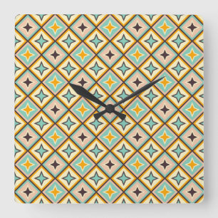 Abstraktes geometrisches Muster mit Diamantformen Quadratische Wanduhr