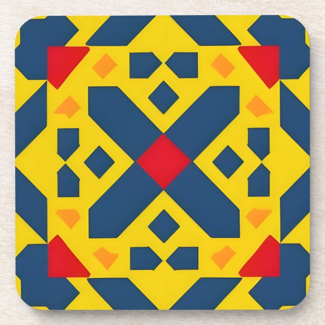 Abstraktes geometrisches Muster mit dynamischen Fa Getränkeuntersetzer (Vorderseite)