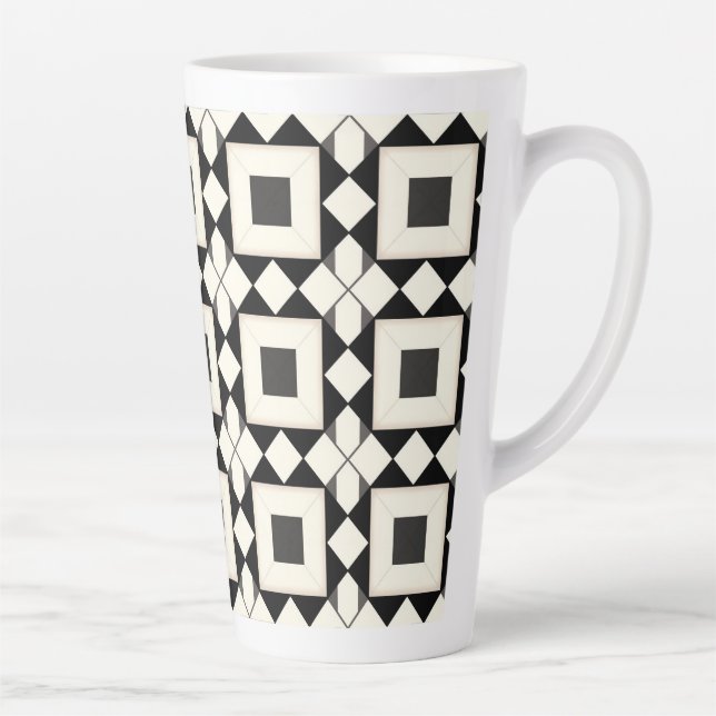 Abstraktes geometrisches Muster mit Retrofarben Milchtasse (Rechts)