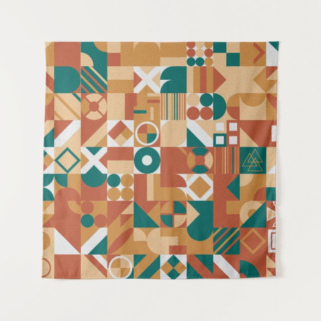 Abstraktes geometrisches Muster. Multicolor Figure Wandteppich (Vorderseite)
