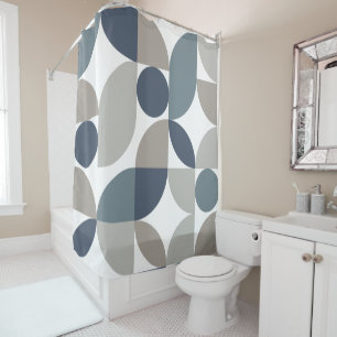 Abstraktes geometrisches Muster Navy Blau Grau Duschvorhang
