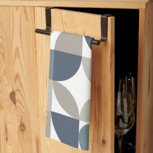 Abstraktes geometrisches Muster Navy Blau Grau Geschirrtuch