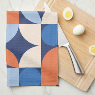 Abstraktes geometrisches Muster Orange Blau Geschirrtuch