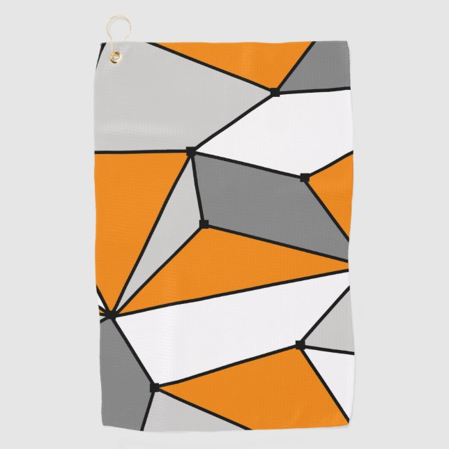 Abstraktes geometrisches Muster - orange und grau. Golfhandtuch (Vorderseite)