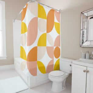 Abstraktes geometrisches Muster Peach Orange Yello Duschvorhang