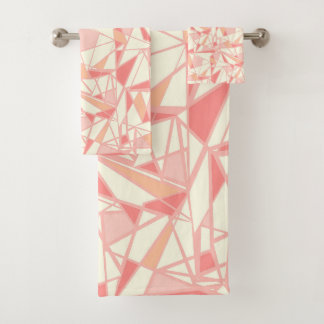 Abstraktes geometrisches Muster rosa beige Badhandtuch Set