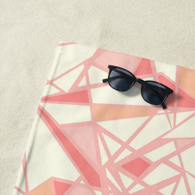 Abstraktes geometrisches Muster rosa beige Strandtuch (Beispiel)