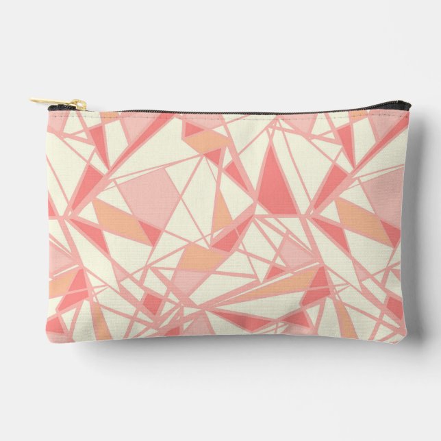 Abstraktes geometrisches Muster rosa beige Zubehörtasche (Vorderseite)