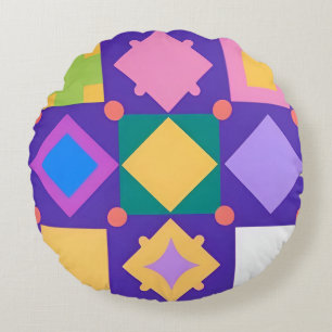 Abstraktes geometrisches Muster Rundes Kissen