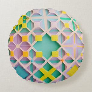 Abstraktes geometrisches Muster Rundes Kissen